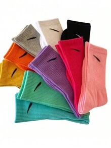 5 pares de meias de cano médio para homens, cores mistas DOP respiráveis e confortáveis, da moda de primavera e outono