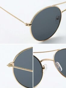 1 chiếc kính thời trang tròn kim loại cổ điển dành cho phụ nữ làm quà tặng ngày lễ, phụ kiện tiệc bãi biển, cắm trại, mua sắm, nghỉ mát mùa hè, du lịch - Xám - Xem 7