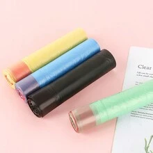 75入組/5卷拉繩式垃圾袋，家庭廚房垃圾桶內襯袋，便攜式塑料袋 - 彩色 - 查看 5