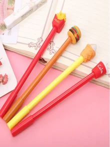 Red Mini Creative Burger Fries Ice Cream Shaped Ballpoint Pen For Writing, Kids StationeryOffice, School, Drawing,Student,Markers,Stationery,Boys,Girls,School Supplies - Multicolor - View 9