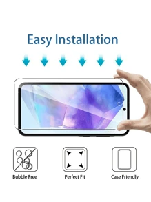 3 piezas de protector de pantalla de vidrio templado de alta definición compatible con Samsung///Redmi/Vivo/Infinix/Honor/OnePlus, vidrio templado de alta dureza, resistente a arañazos diarios, hidrofóbico y oleofóbico, amigable con la carcasa, fácil instalación, pantalla de alta definición - transparente - Ver 6