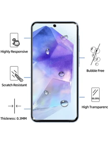 3 piezas de protector de pantalla de vidrio templado de alta definición compatible con Samsung///Redmi/Vivo/Infinix/Honor/OnePlus, vidrio templado de alta dureza, resistente a arañazos diarios, hidrofóbico y oleofóbico, amigable con la carcasa, fácil instalación, pantalla de alta definición - transparente - Ver 4