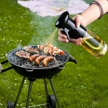 1入組按壓式油噴瓶，透明油罐，空氣炸鍋/油煙控制壺，高壓油噴嘴，不滴漏，不漏油，扇形設計 - 黑色 - 查看 8