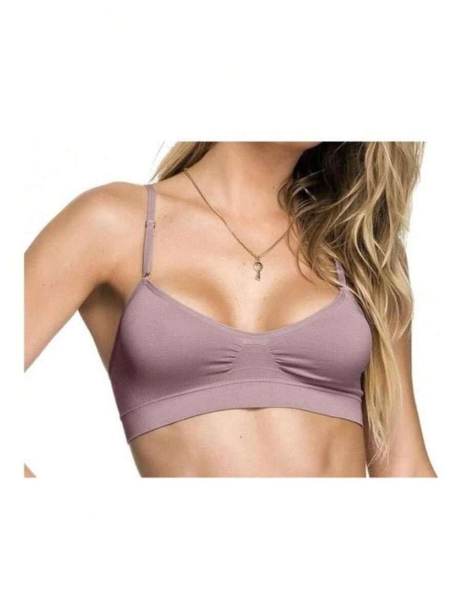 Basic Top Bra Without Underwire Comfortable Beautiful - Lila Púrpura - Ver 1