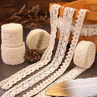 10M Thread Lace Ribbon With Lace Edge, Garment Fabric Material For Decor, Handcraft DIY Lace Trim,Christmas Valentine Day