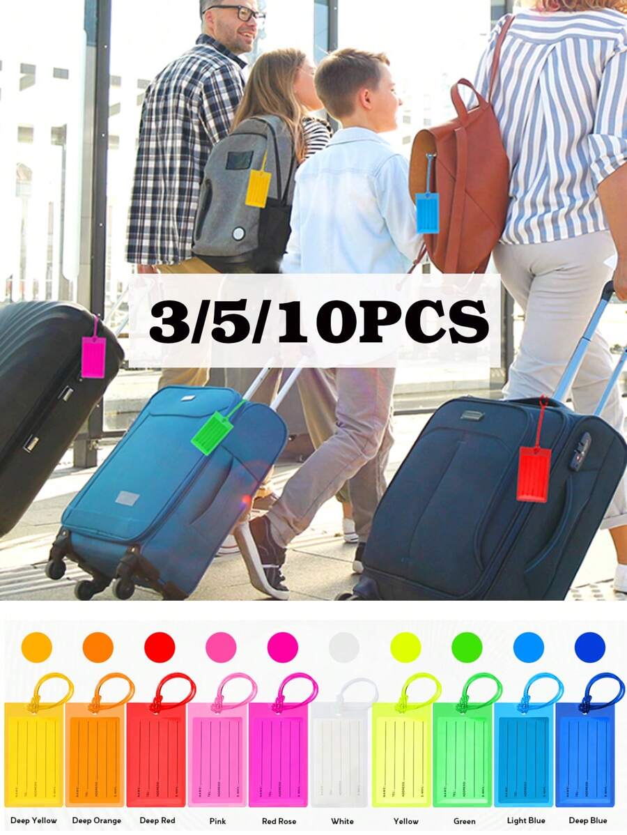 1pc Colorful PVC Luggage Tag, Insert Type Soft Transparent Rubber Tag, Check-In Tag, Waterproof,Anti-Lost Tag Luggage Tags Suitcases Plastic Travel Bag & Baggage ID Label Tags Travel Essentials Luggage Tags, Card Holder, Suitcase Tag, Name Tag, Card Sleeve,  For Women Men,Travel Accessories Must Haves ,Beach Bag Tags Unique Travel Baggage Tags Suitcase Identifier Labels - Multicolor - View 1