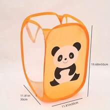 1pc BoHo Chic Cartoon Panda Pop-Up Laundry Hamper, 19.68in*11.81in, Foldable Dirty Clothes Basket, Clothes/Books/Miscellaneous Storage Organizer For Laundry Room/Home Use - Multicolor - View 3