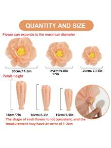 3Pcs Tissue Paper Flowers Decoration Paper Artificial Flower Supplies For Party Decoration, Wedding Decoration, Background Wall, Room Decoration, Bridal Shower,Christmas