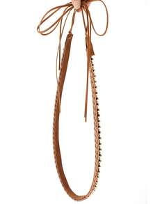 1 dây đeo mũ thủ công thời trang DIY, dây đeo trang trí dệt cho cả nam và nữ, thắt lưng trang trí mũ cao bồi cổ điển, thắt lưng phụ kiện - màu nâu - Xem 5