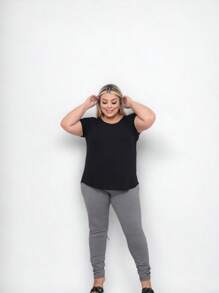 Plus Size T-Shirts - 黑色 - 查看 5
