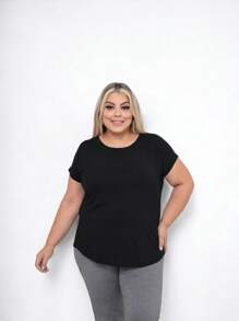 Plus Size T-Shirts - 黑色 - 查看 2
