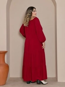 Plus Size Dresses - Burgundy - View 2