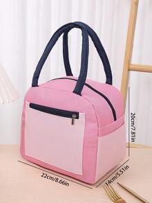 1個拼色午餐手提袋，帶冰袋的ESD午餐盒手提袋，加厚防水鋁箔保溫袋，新款便當袋 - 藍色 - 查看 2