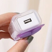 5-In-1 Purple Lovely 3D Heart TPU&PC Protective Case Set With Charger And Charging Cable Protectors Compatible With IPhone 18w20w - Purple - View 3