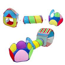 3合1彩虹色大房子隧道球池套組，適用於泳池遊戲和泳池派對的泳池玩具 - 紅色 - 查看 5