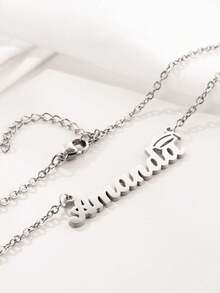 Vòng cổ tên chữ thảo được cá nhân hóa, Vòng cổ mặt dây chuyền mũ tốt nghiệp có thể tùy chỉnh, Charm thủ công bằng thép không gỉ thời trang, Ngày/Tên tùy chỉnh, Quà tặng tốt nghiệp cho sinh viên, bạn bè, vật kỷ niệm - Bạc - Xem 4