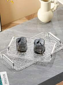 1 khay acrylic thiết kế mới có tay cầm hình học, hình dạng lượn sóng, đĩa phong cách Bắc Âu thời trang đựng đồ ăn nhẹ, cốc và đồ dùng trên bàn làm quà tặng Giáng sinh - Trong sáng - Xem 3