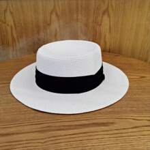 2024年新款男女通用平頂遮陽帽，歐美風格，可折疊草帽，防曬，保護通用禮物帽，帶有英國風格設計