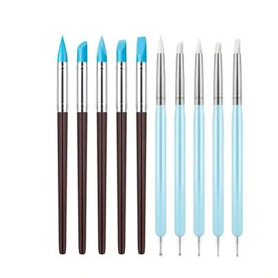 5入組矽膠黏土雕刻工具，適用於DIY手工藝品、矽膠刷、雕塑陶器和美甲塗鴉工具