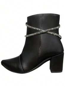Women's Pointed Toe Boot With Medium Thick Heel, Side Zipper And Fashion Star Detail Ref. 20/131 - 黑色 - 查看 2