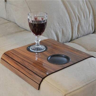 Bandejas Esteiras para Braço Sofá Porta Copos Amadeirado