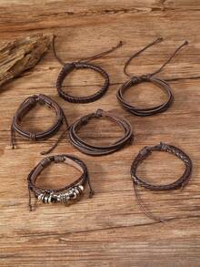 Western Cowboy Style Bull Head Men's Bracelet Set, Suitable For Daily Wear - Black - View 6