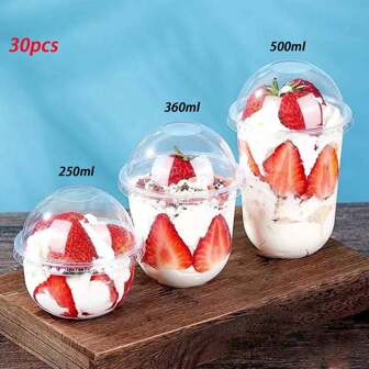 20pcs/30pcs 250ml/360ml/500ml Round Mousse Cups With Lids, Cake & Party Food Containers, Plastic Containers With Lids For Desserts, Cakes, Fruits, Living Room, Kitchen And Office, Weddings, Parties, Birthdays, Picnics And Bakeries, Great Gifts For Men, Moms, Dads And Friends On Graduations And New Year, Fun And Practical Gifts. , For Christmas Party