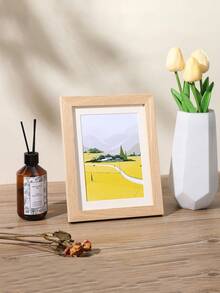 1pc DIY Wooden Photo Frame Display Stand, Dual-Use Hanging Or Standing, For 4*6 Inch Pictures - Perfect For Room And Home Decoration! - Wood Color - View 1