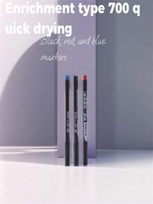 Oil-Based Marker With Thick Tip, 700 Quick Drying And Waterproof For Logistics Marking, Black/Red/Blue - Red - View 2