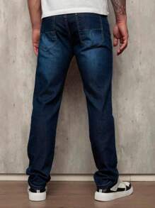 Calça Jeans Masculina Com Elastano Skinny Com Lycra - Lavagem escura - Visão 2