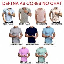 Kit 4 Camisa Social Manga Curta Camisa Masculina Social Com Algodão Camiseta Social Slim Fit(preta branca marinho Rosa ou azul claro ) - Multicolorido - Visão 2