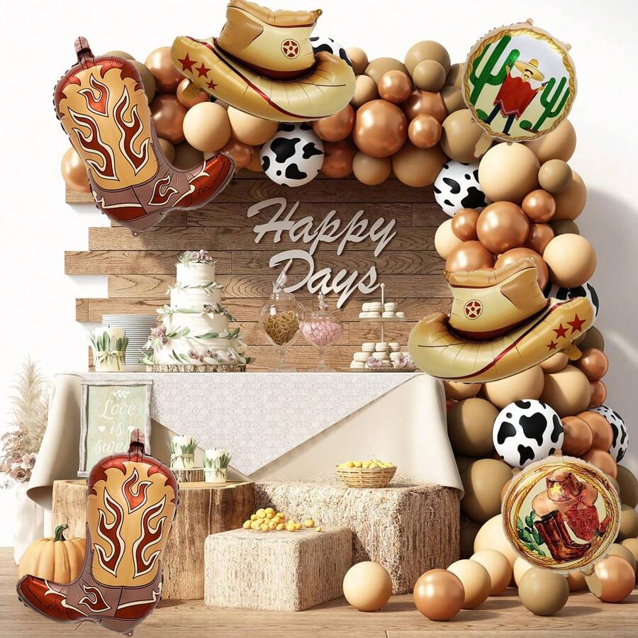 1 bộ bóng bay trang trí tiệc theo chủ đề cao bồi miền Tây, bóng bay cao su lá nhôm hình mũ cao bồi, Giáng sinh - Nhiều màu - Xem 1