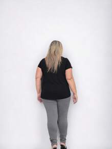 Plus Size T-Shirts - 黑色 - 查看 6