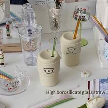 3pcs Colorful Large Borosilicate Glass Drinking Straws, Heat-Resistant Transparent Reusable Straws, Creative And -Friendly (Random Color) - Random Color - View 3