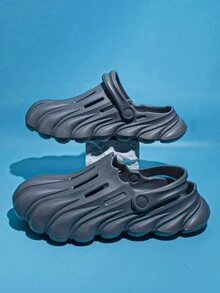 happy slides 2024新款男士灰色閉趾休閒運動拖鞋，戶外防滑軟底沙灘涼鞋 - 灰色 - 查看 7