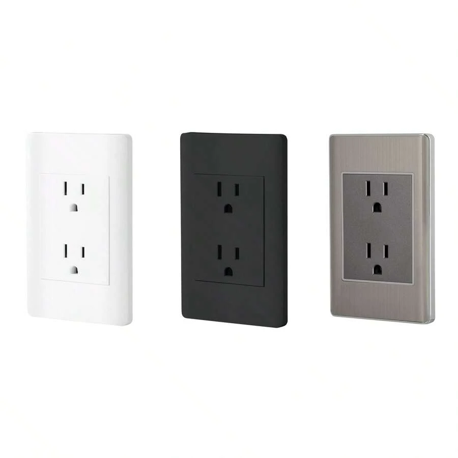 Placa armada negra contacto dúplex 3 módulos, Lisboa - Negro - Ver 1