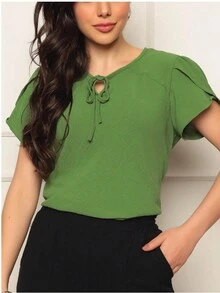 Women Blouses - 薄荷綠 - 查看 2