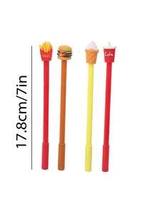 Red Mini Creative Burger Fries Ice Cream Shaped Ballpoint Pen For Writing, Kids StationeryOffice, School, Drawing,Student,Markers,Stationery,Boys,Girls,School Supplies - Multicolor - View 2