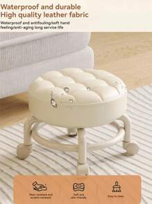 28cm * 28cm * 24cm 拖輪低凳，靜音萬向輪小凳，家庭整理收納清掃帶輪可拆卸軟凳換鞋凳 - 白色 - 查看 5