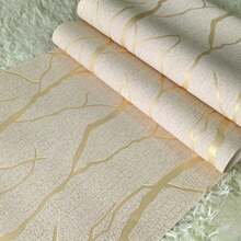 1 Roll Non-Woven Modern Minimalist Style Wallpaper With Dried Tree Branch Design, Great For TV Background Wall, Living Room, Bedroom Walls Repair, Renovation Stickers Peel Wall Panels, Wall Paper, Wallpapers, Spring Decoration Items Refresh Your Home, Festival Decoration Stickers Gifts Birthday Graduation