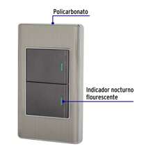 Reinforced Stainless Steel Plate 2 Switches 1.5 Modules, Lisbon - Silver - View 3