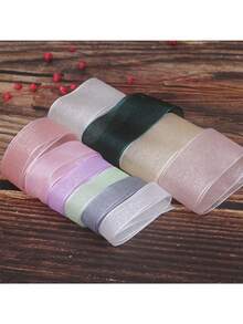 1 pieza Moño de pelo de cinta de organza para regalo DIY, Cinta transparente con copos de nieve - Multicolor - Ver 4