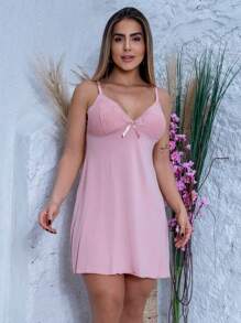 Plus Size Nightgowns & Sleepshirts - Màu hồng gỉ - Xem 1