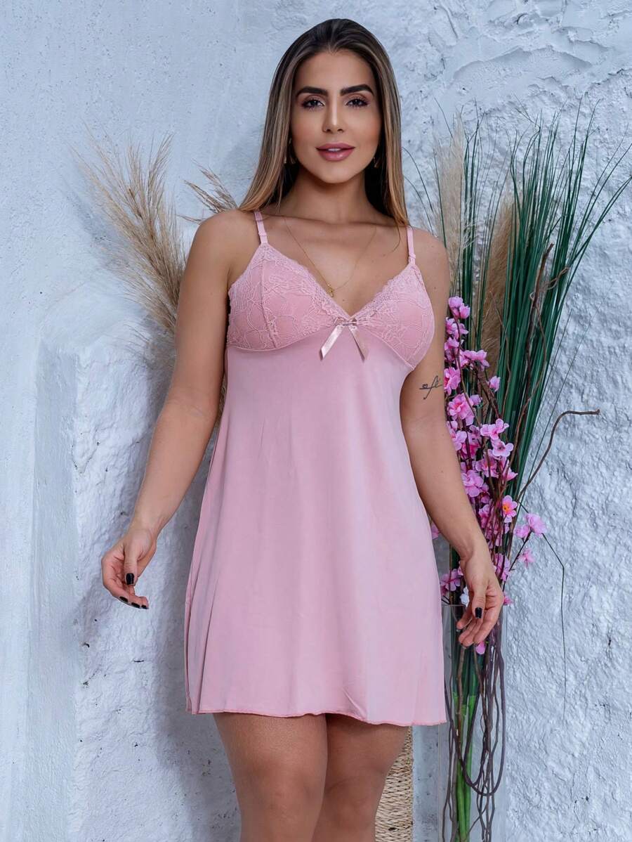 Plus Size Nightgowns & Sleepshirts - Màu hồng gỉ - Xem 1
