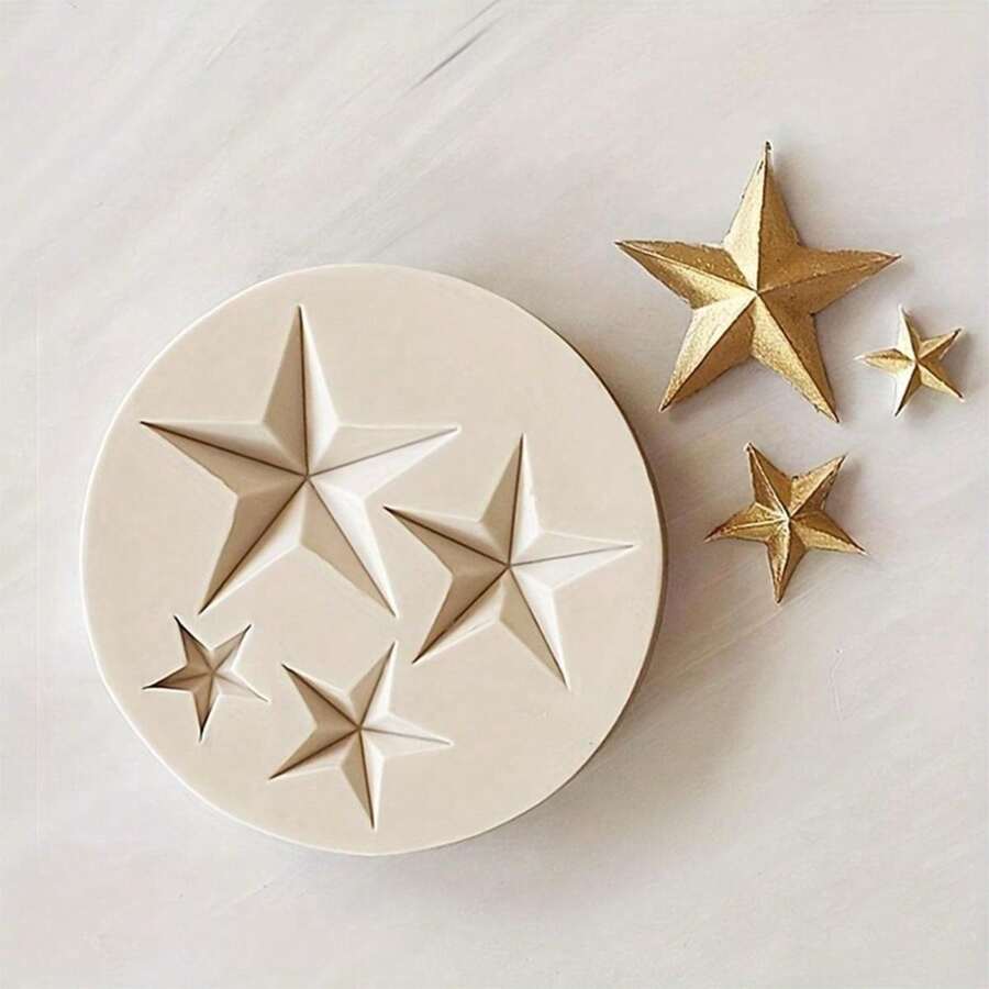 1 Khuôn Silicon Ngôi Sao Năm Cánh, Khuôn Sô Cô La Bánh, Khuôn Kẹo Mềm, Khuôn Nến, Khuôn Trang Trí Bằng Gốm Mềm Bằng Đất Sét Thả Keo, Dụng Cụ Nghệ Thuật Trang Trí Bằng Tay - trắng - Xem 1