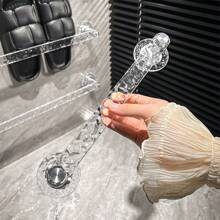 1 pieza Barra de toallas de plástico transparente, barra colgante de toallas sin perforación para almacenamiento, soporte de pared para toallas, perchero para zapatillas de baño, organizador de zapatos para baño, inodoro, ducha, decoración de baño, artículos de baño, accesorios de baño, organizador de baño, decoración de otoño, de vuelta a la escuela