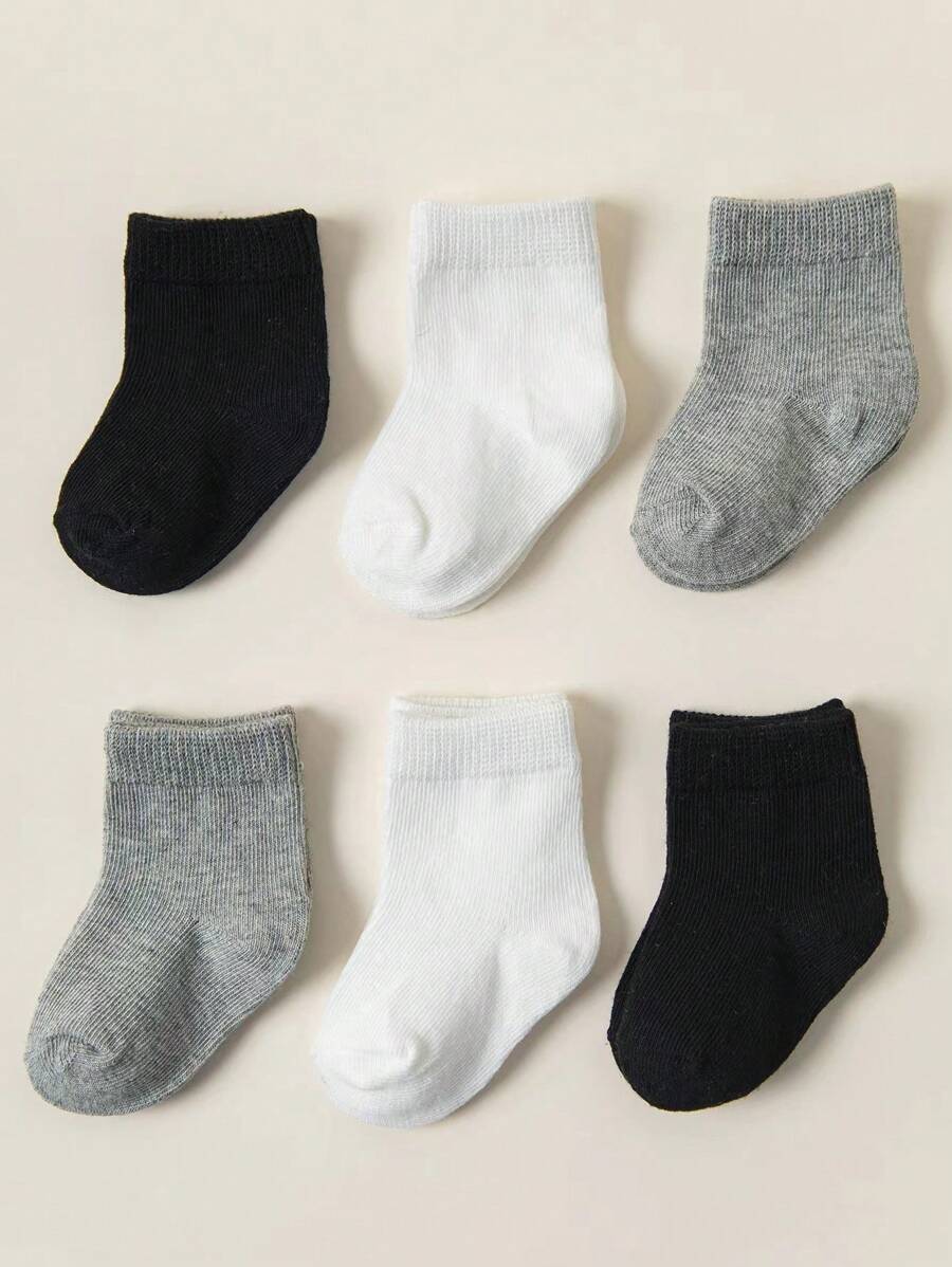 6/10/12 Pairs Unisex Baby/Toddler Mid-Calf Socks, Minimalist Style Neutral Infant Socks