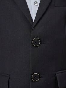 Toddler & Kids Boys Formal Suit Jacket, Tie, Uniform Outfit For Gentlemen, School Graduation Party, School Opening Season - Black - View 8