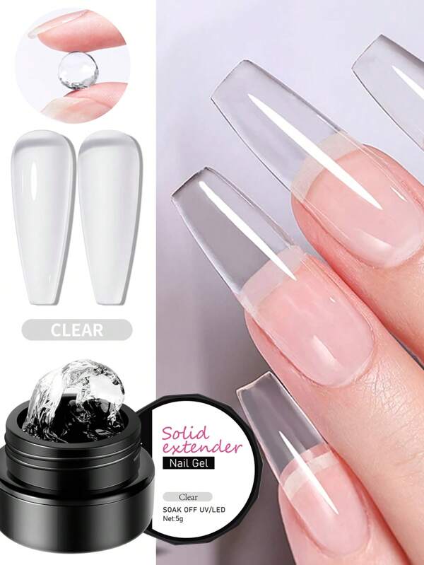 XEIJAYI 1 buc. Gel solid de constructie pentru unghii, gel pentru unghii tare de extensie, gel pentru sculptura unghiilor de maini non-lipicios, gel de unghii acrilic extensibil pentru arta unghiilor Cristale cu strasuri Salon de unghii cu flori la domiciliu