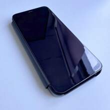 360 Full Body Flip Clear View Mirror Case Compatible With Iphone 15 Pro Max 11 12 13 Mini 14 Pro Max Stand Phone Covers(Plastic PC Front + Man-Made Leather Back) - Black - View 28